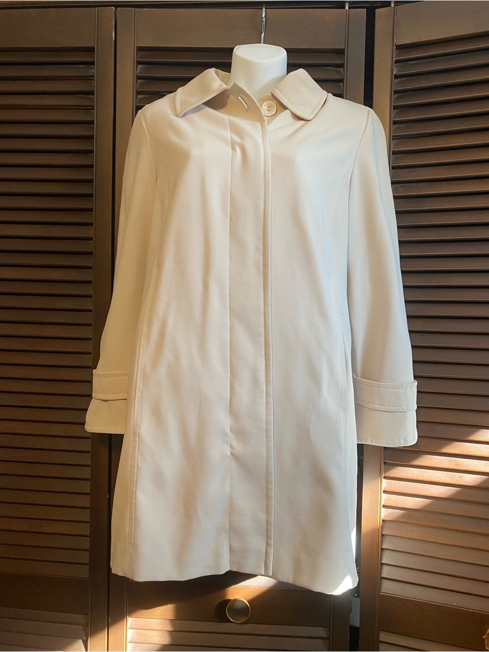 Cream Single-Button Swing Coat